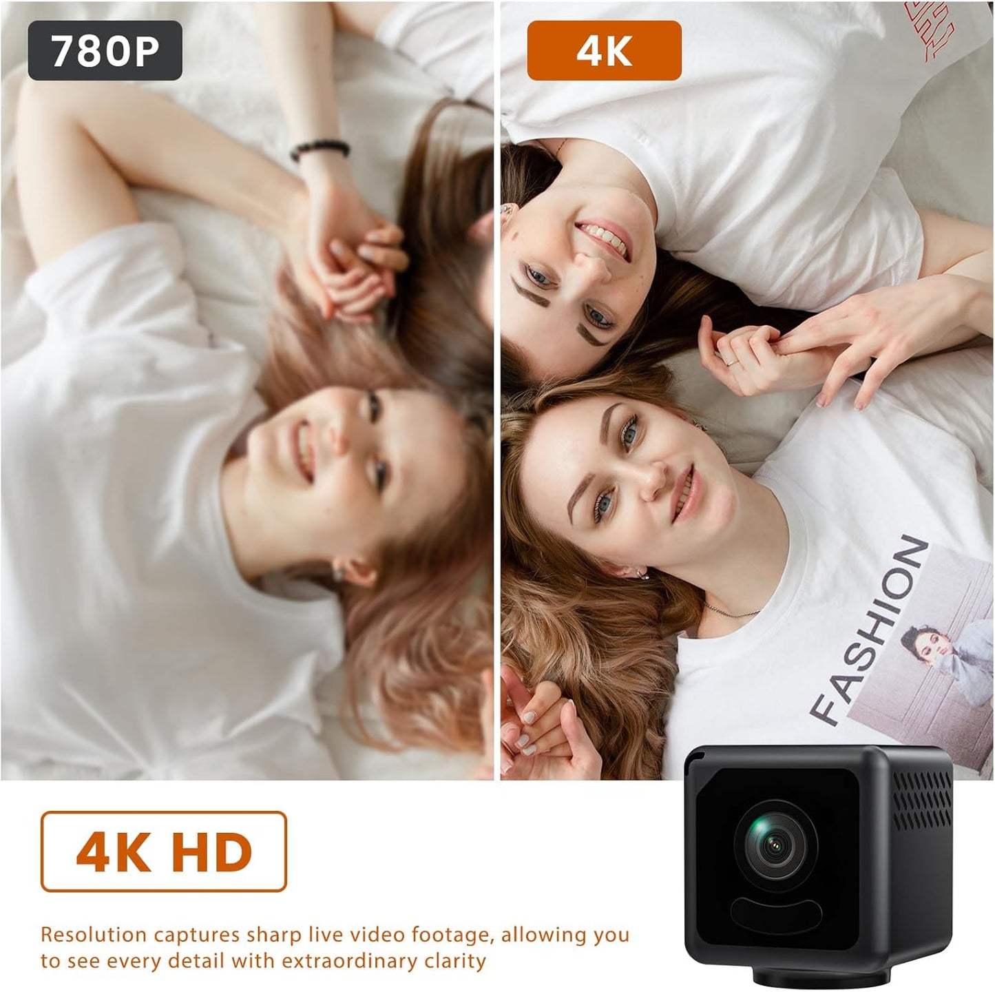 Mini Camera, 4K WiFi Wireless Camera Micro Portable Nanny Cam with Motion Detection, Cloud & SD Storage, Night Vision, Smart HD Tiny Security Cameras for Home Pet Baby Office Indoor Outdoor